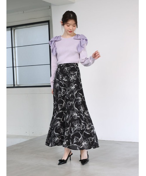 フォクシーブティック ショルダーフリルニットトップス  レディース 38 ブラック【中古】【新入荷】★ フリルドッキングニットトップス[品番：MKSW0061396]｜RESEXXY