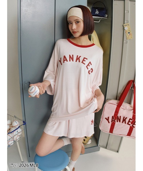 【はむ】snidel MLBコラボ ルームウェア セットアップ SNIDEL HOME パジャマ ルームウェア 「MLB」Tシャツセットアップ