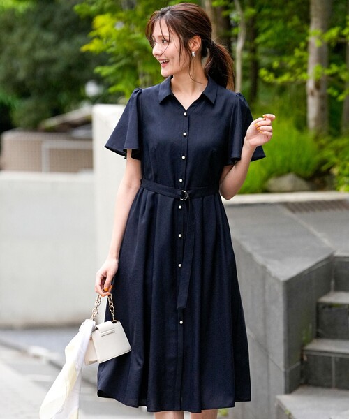 シャツワンピース スムージーポリエステル ワンピースの画像