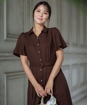 シャツワンピース スムージーポリエステル ワンピースの詳細画像1