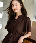 シャツワンピース スムージーポリエステル ワンピースの詳細画像3