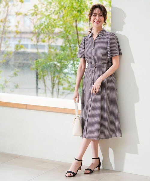 シャツワンピース スムージーポリエステル ワンピースの画像