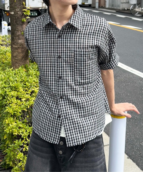 シャツ Cropped Seersucker check Shirt / クロップドシアサッカー