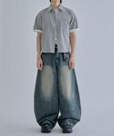 シャツ 半袖 Cropped Seersuck...の詳細画像5