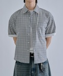 シャツ 半袖 Cropped Seersuck...の詳細画像1