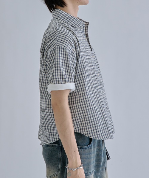 シャツ Cropped Seersucker check Shirt / クロップドシアサッカー