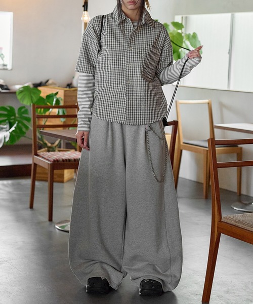 シャツ Cropped Seersucker check Shirt / クロップドシアサッカー