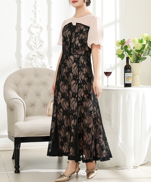 「Lace Ladies」 半袖ワンピース S ブルーグレー レディース_画像9