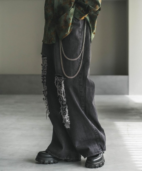「Shoowtime」 デニムパンツ MEDIUM ブラック メンズ_画像2