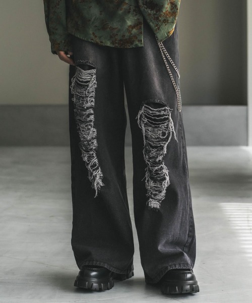 「Shoowtime」 デニムパンツ MEDIUM ブラック メンズ_画像4