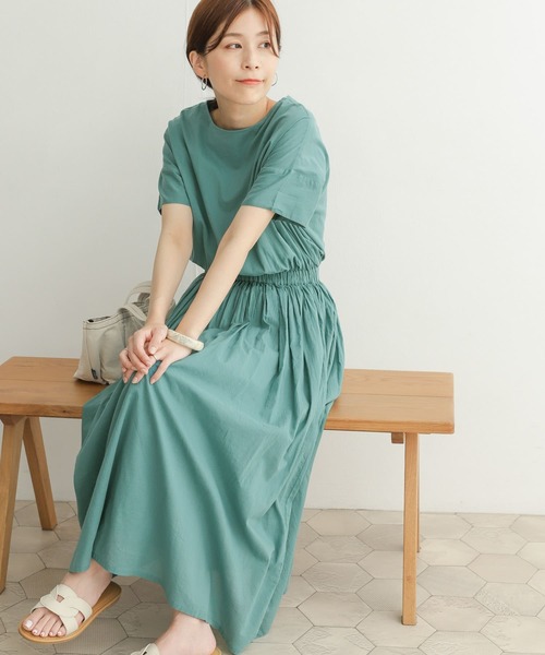 「URBAN RESEARCH DOORS」 半袖ワンピース MEDIUM ブルー レディース_画像7