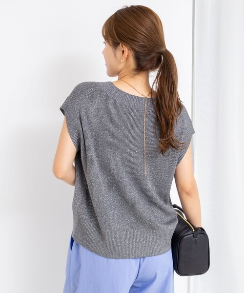 「NOLLEY'S」 半袖ニット 38 グレー レディース_画像4