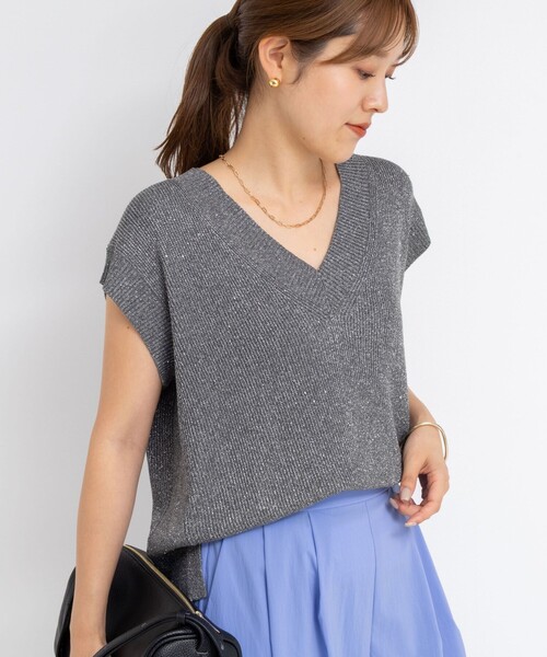 「NOLLEY'S」 半袖ニット 38 グレー レディース_画像5