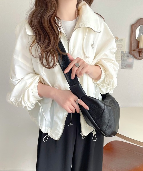 「classicalelf」 ナイロンブルゾン LARGE ネイビー レディース_画像5