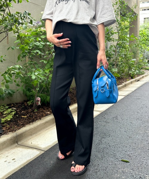 マタニティパンツ マタニティ 「マタニティ」のびのびセンターラインフレアマタニティ