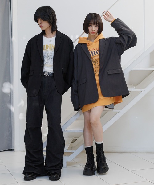 「Anui」 ジャケット MEDIUM チャコールグレー レディース_画像3