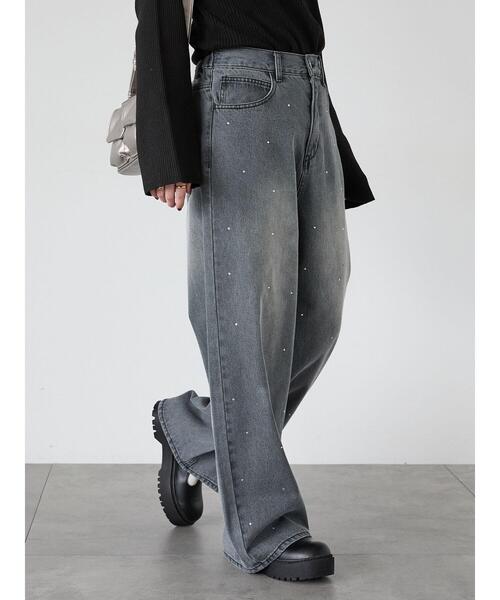 「ehka sopo」 デニムパンツ F ネイビー レディース_画像2