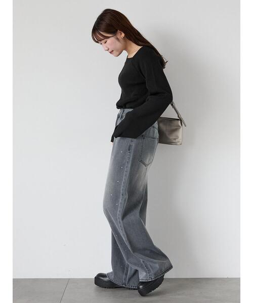 「ehka sopo」 デニムパンツ F ネイビー レディース_画像7