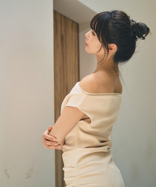 KINO THE KEI ワンピース チュール ポイント ネック 2WAY ドレープ