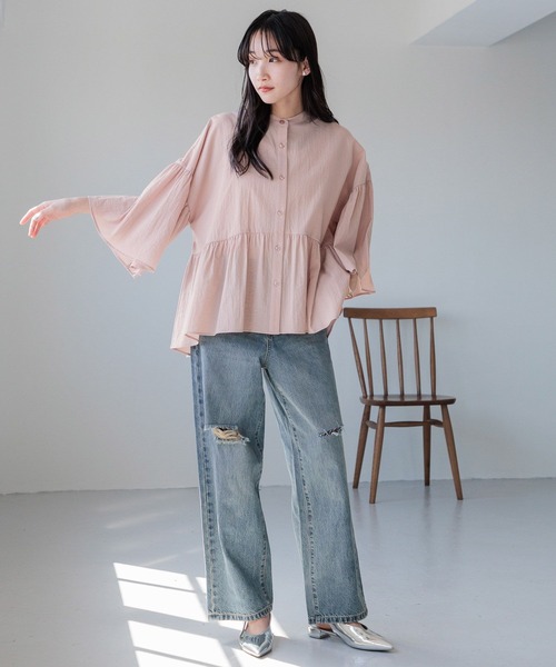 「LOWRYS FARM」 7分袖ブラウス FREE ピンク レディース_画像9