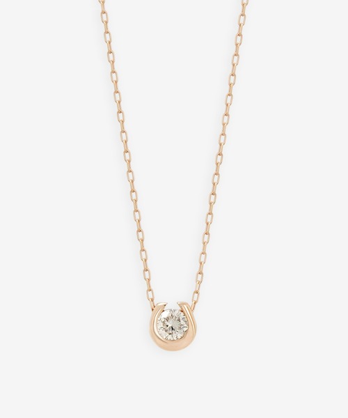 ネックレス K10 ピンクゴールド ダイヤモンド 馬蹄モチーフ ネックレス ESTELLE/エステール WEB限定 レディースの画像