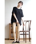 tシャツ 半袖 ワッフルカットソー ロールアッ...の詳細画像3