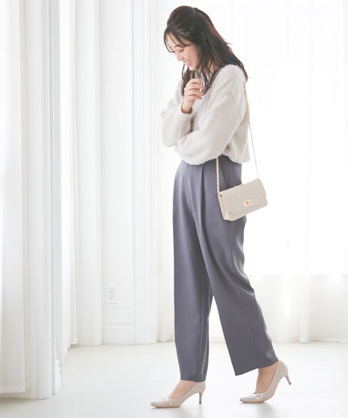 alotta パンツ センタープレスワイドパンツ レディース