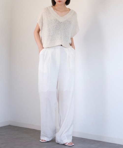 Reurie'（レウリィ） ベスト ジレ Vネックドロップショルダーベスト