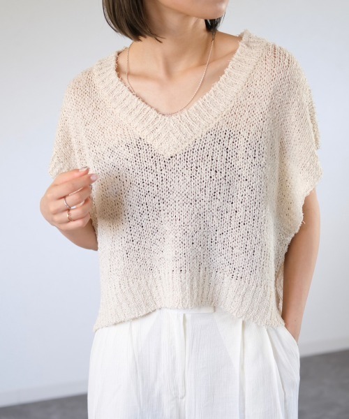 Reurie Vネックドロップショルダーベスト Reurie'（レウリィ） ベスト ジレ Vネックドロップショルダーベスト