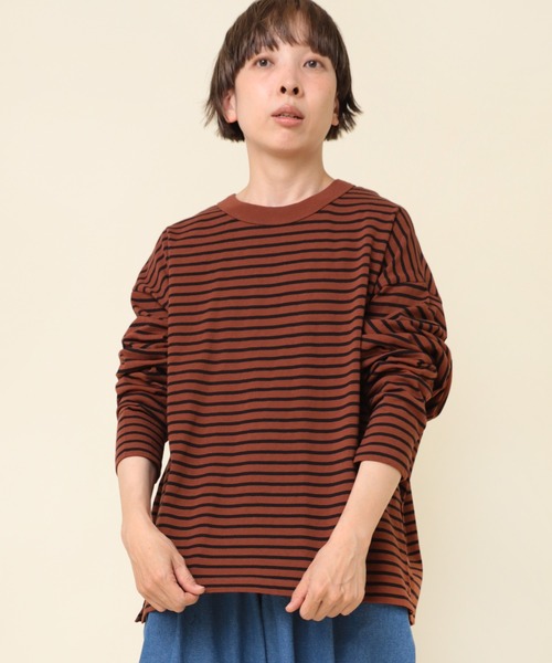 tシャツ M2177 ボーダーオーバーサイズロンT レディース
