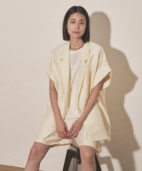 Audrey and John Wad パンツ ハイウエスト2タックハーフパンツ