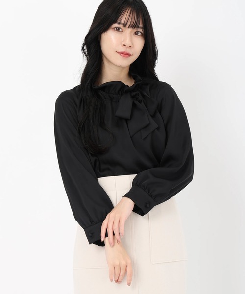 ☆美品☆STRAWBERRY-FIELDS リボン　カットソー　フリルブラウス☆ STRAWBERRY-FIELDS tシャツ 「雑誌掲載アイテム」セレモニー