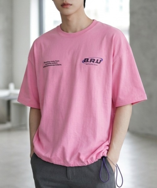 B.R.U tシャツ プリント刺繍ストリング半袖 メンズ レディース