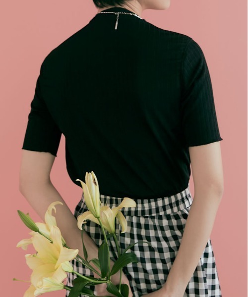 tシャツ 半袖 スーパー ストレッチ ソフト リブ トップス レディース