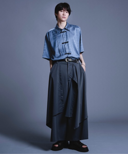 Ellno Loset（エルノロゼット） シャツ サテンチャイナシャツSS メンズ
