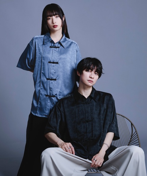 the virgins サテンチャイナシャツ Ellno Loset（エルノロゼット） シャツ サテンチャイナシャツSS メンズ