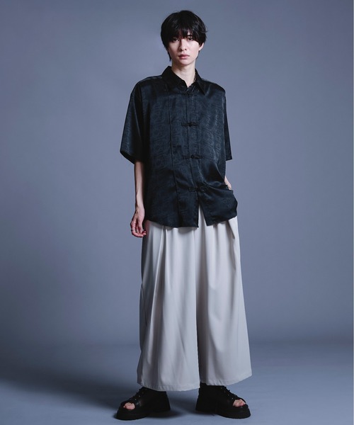 Ellno Loset（エルノロゼット） シャツ サテンチャイナシャツSS メンズ