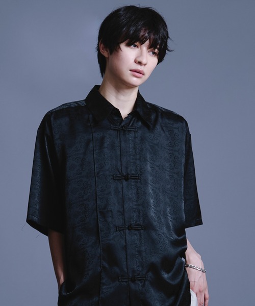 Ellno Loset（エルノロゼット） シャツ サテンチャイナシャツSS メンズ