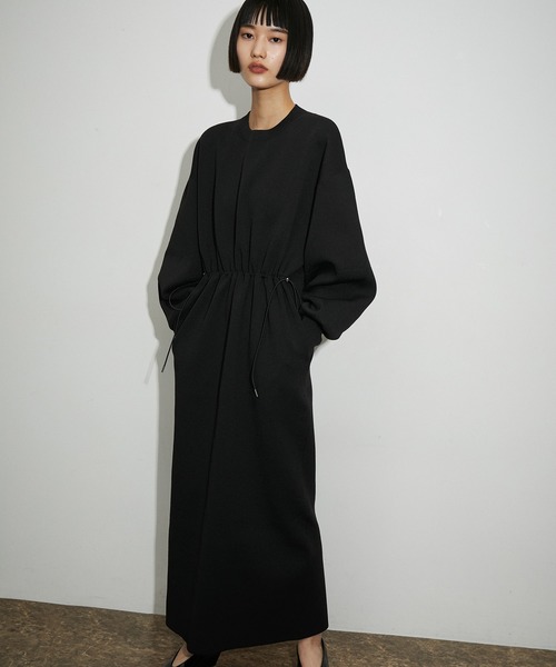 ルネ Rene 24年 ツイードワンピース ロング ノースリーブ 38 ブラック