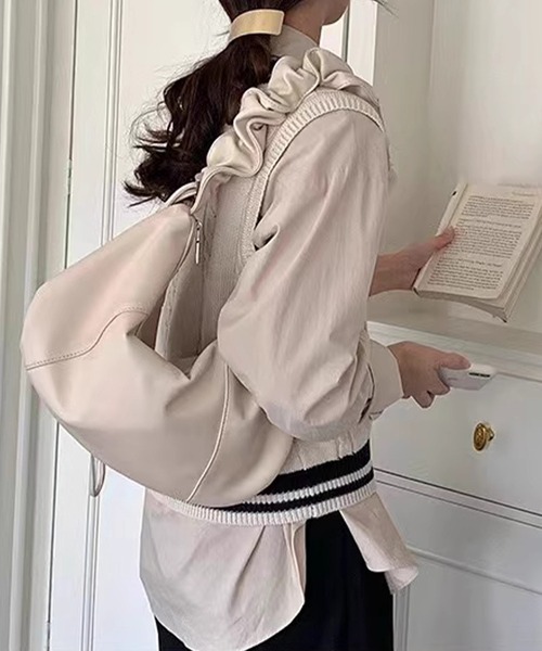ハンドルギャザーバッグ レディース  白 アイボリー ホワイト ショルダー ギャザーハンドルバッグ（Off white） | MARSLY