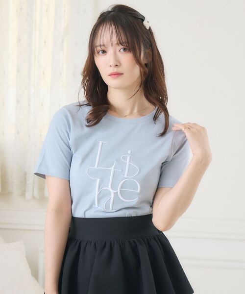 Emsexcite（エムズエキサイト） tシャツ 半袖 うねうねロゴ刺繍TEE