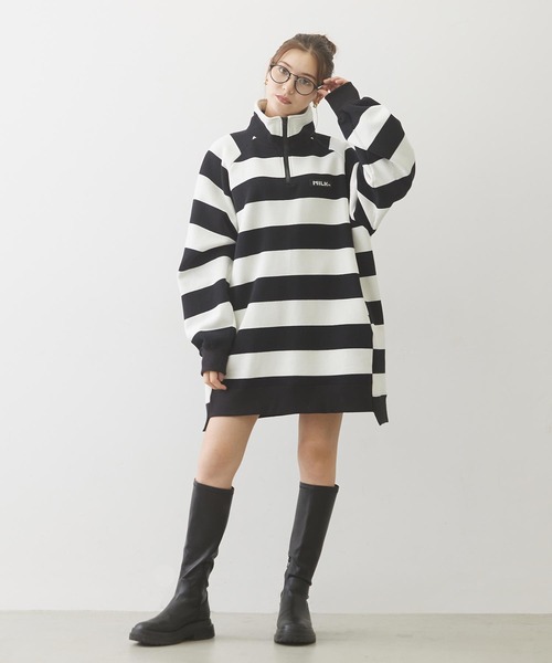 ミルクフェド STRIPED TUNIC SWEATSHIRT スウェット MILKFED.（ミルクフェド） トレーナー スウェット STRIPED TUNIC