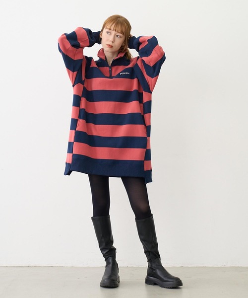 MILKFED.（ミルクフェド） トレーナー スウェット 裏起毛 STRIPED 