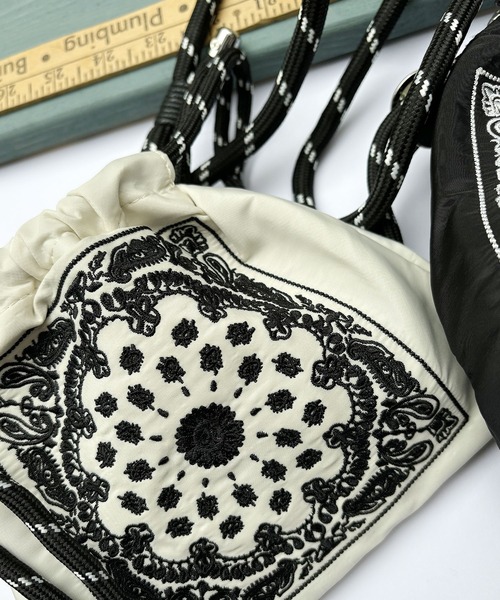 jpgoodbuy専用 whiteworkフランスアンティーク巾着バッグ*手刺繍 フランスアンティーク*花刺繍*巾着バッグ*トートバッグ