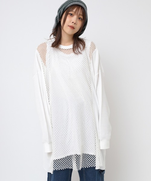 tシャツ M2385 メッシュ＆ワッフルプルオーバー レディース