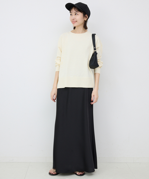 【新品】☆SLOBE IENA FROSTYCOTTONクループルオーバー☆ 接触冷感/UV機能》FROSTYCOTTONクループルオーバー（ニット
