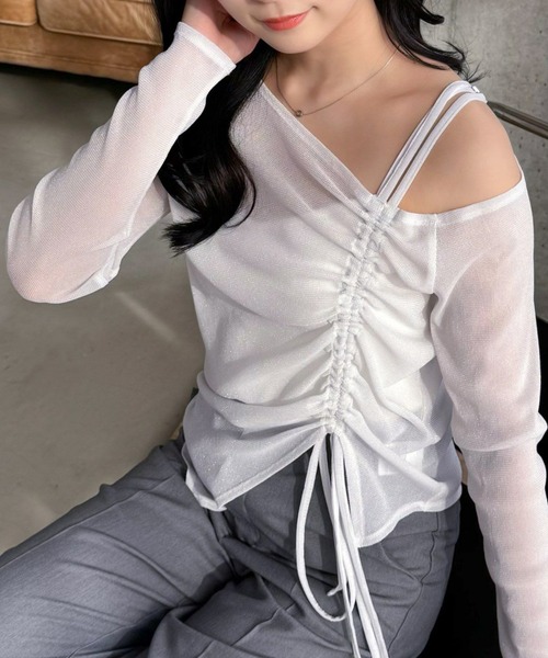 美品　レア品　ナルシス　グラフティー　シアー　トップス　ホワイト Narcissus tシャツ 「Narcissus」シアートップス レディース