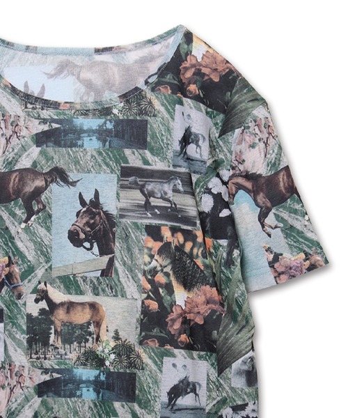 tシャツ HORSE” Yumi Matsushita シアートップス半袖 レディース メンズ tシャツ HORSE” Yumi Matsushita シアートップス半袖 レディース