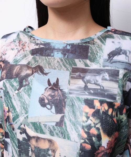 tシャツ HORSE” Yumi Matsushita シアートップス半袖 レディース メンズ tシャツ HORSE” Yumi Matsushita シアートップス半袖 レディース