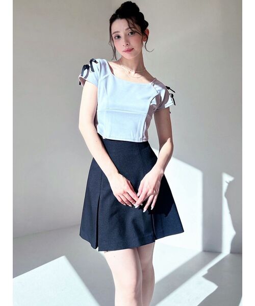 RESEXXY tシャツ スクエアカットショルダーリボントップス